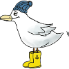 Möwe mit Gummistiefeln