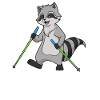 Nordic Walking Comic Raccoon