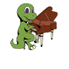 Comic TREX spielt Klavier