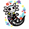 Axolotl Sugar Skull Fleurs mexicaines