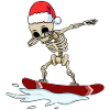 skeleton christmas snowboard human under