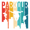 Retro Vintage Parkour City Skyline Silhouette