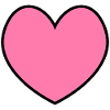 Heart pink black outline