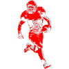 Red football player sprint