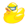 Gelbe Kühle Gummiente