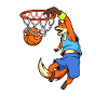 Comic Fuchs plays basketball
