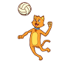 Comic cat plays volleyball