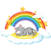 Dreaming Cat on Rainbow Cloud