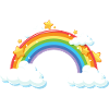 Rainbow Arc with Clouds and Stars