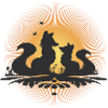 Romantische Fuchs-Silhouette im Mondschein