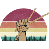 Drumstick falling on the drums