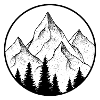 mountain design, round logo