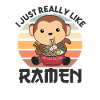 Ramen japansk nudel söt apa äter ramen