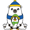 Eisbär mit Pinguin