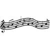 Musical notes on wavy stave