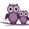 two owls purple plum lilac