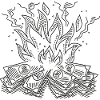 Burning Banknotes Symbol Drawing