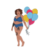 Woman with balloons