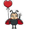 Ladybug with heart balloon