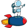 Astronaut auf Rakete