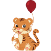 Cute Baby Tiger with Balloon