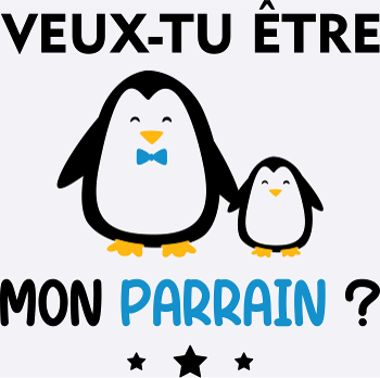 Veux-tu être mon parrain ? grossesse, pingouin