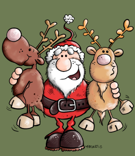 Motif Le Père Noël Câline ses Rennes - Esprit de Noël personnalisé sur vêtement