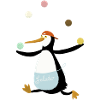 Pinguin jongliert Eis