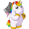 Comic Einhorn mit Axt