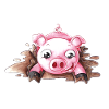 Splashing cartoon piggy
