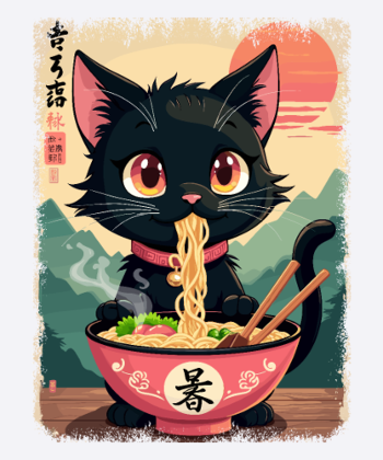 Katze, Ramen, Japanische Nudeln, Lustiges Kawaii