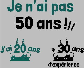 Motif 50 ans : 20 ans + 30 ans d'expérience ! personnalisé sur vêtement