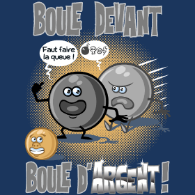 Motif Boule devant boule d'argent - Pétanque personnalisé sur vêtement