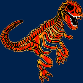 Motif T-Rex Fossile Rouge Éclatant personnalisé sur vêtement