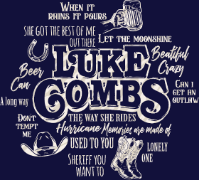 Motif Luke Combs Esprit Country personnalisé sur vêtement