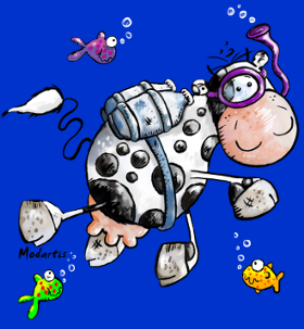 Motif La Vache Marine Plongeuse Cartoon personnalisé sur vêtement