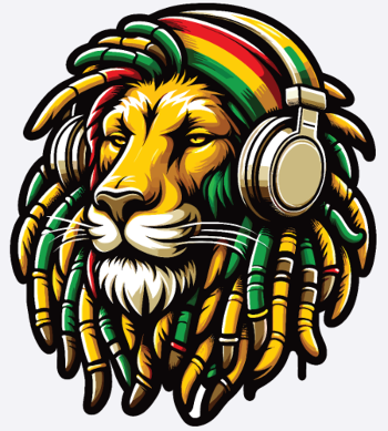 Un lion rasta avec des dreadlocks et casque audio