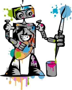 Motif Le Robot Artiste au Pinceau à imprimer