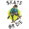 Skate ou die skeleton skateboarder