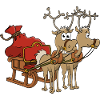 Santa's sleigh with two reindeer.