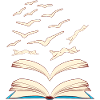 Libri della biblioteca degli uccelli che volano per persone fantastiche