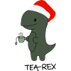 Tea-rex with Christmas hat