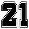 21 numero di maglia sportiva, 21 numero di schiena