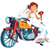 Verheiratet auf einem Motorrad. Hochzeitsgeschenk für Biker