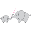 Two cute elephants with hearts