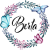 Berta, Name, Schriftzug, Blumenkranz, Geschenk