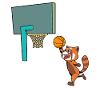 Comic Red Panda plays basketball
