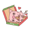Cute Little Pig Eating Pizza In Pizza Box Funny