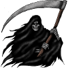 Grim Reaper with Scythe on Black Background