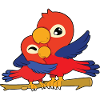 Parrot Family Hugging
